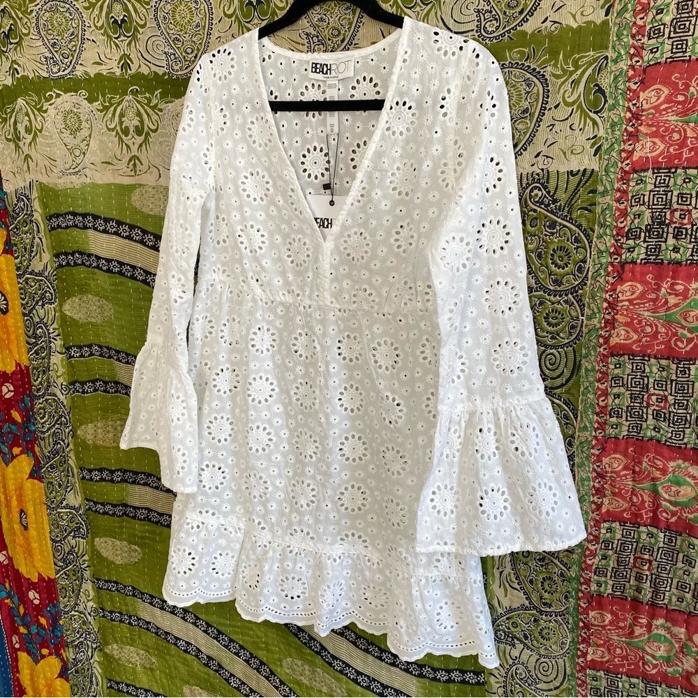 NWT Beach Riot White Delaney Eyelet Embroidered Mini Dress Size Small - Picture 6 of 14